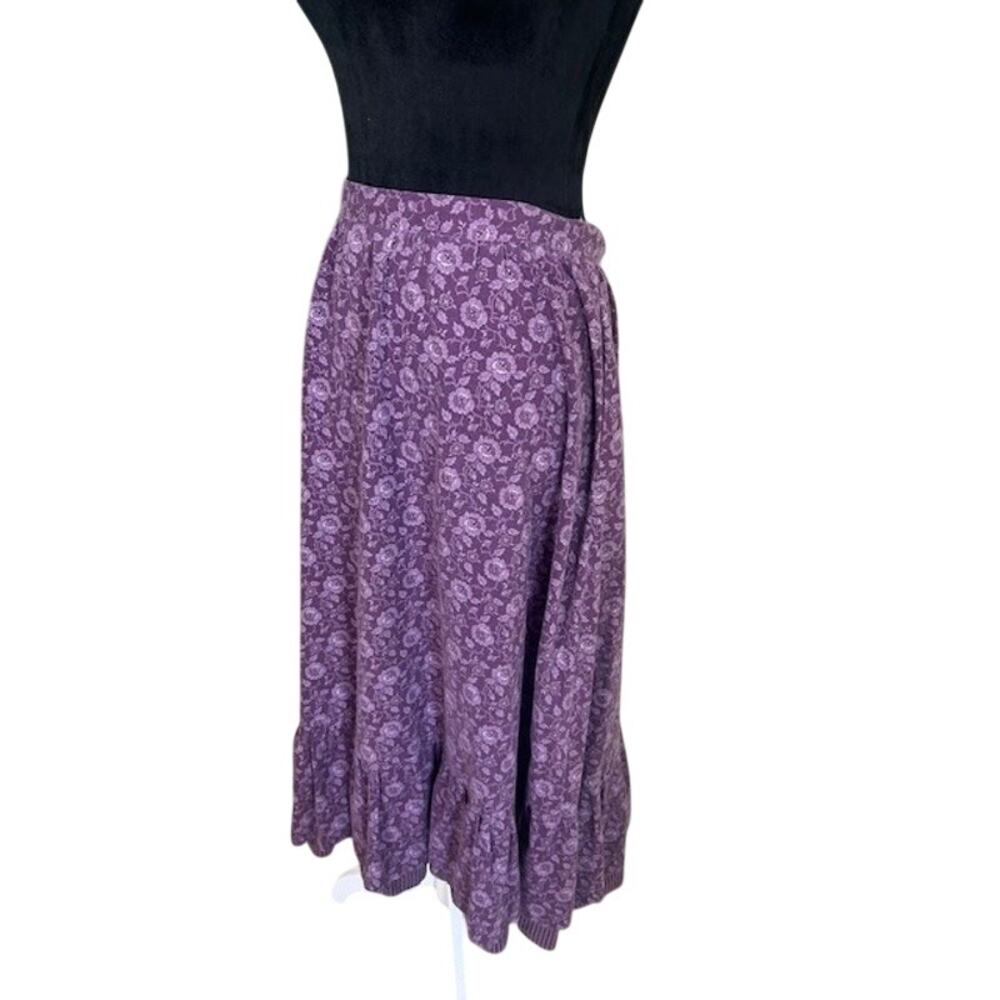 Gunnies Gunne Sax Vintage Skirt Floral Purple Ruffle Hem Prairie Cottagecore - Picture 5 of 13